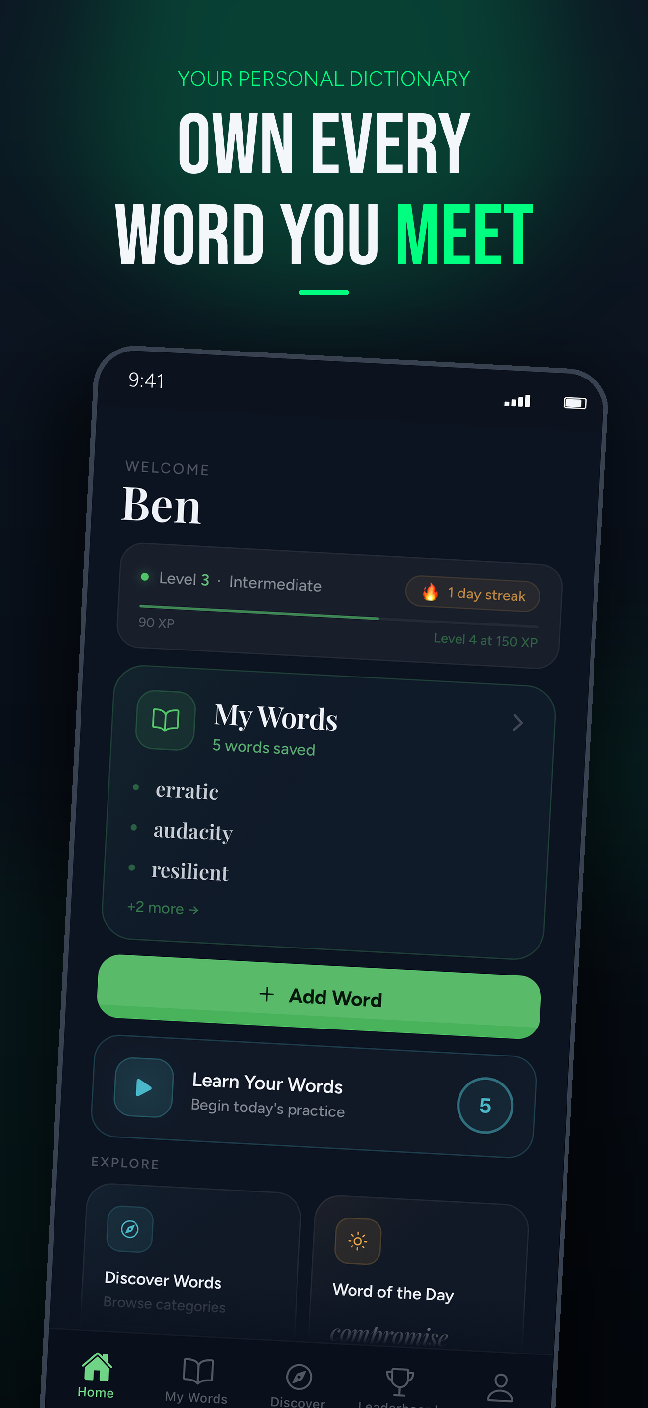 Vocary Home Screen